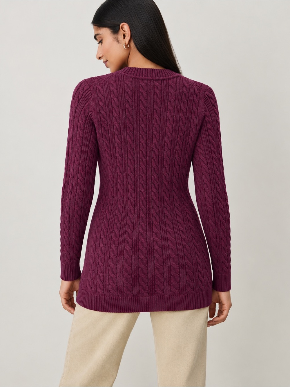 ๐บ Ann Taylor Plum Cable-Knit Long Cardigan - Picture 2 of 5